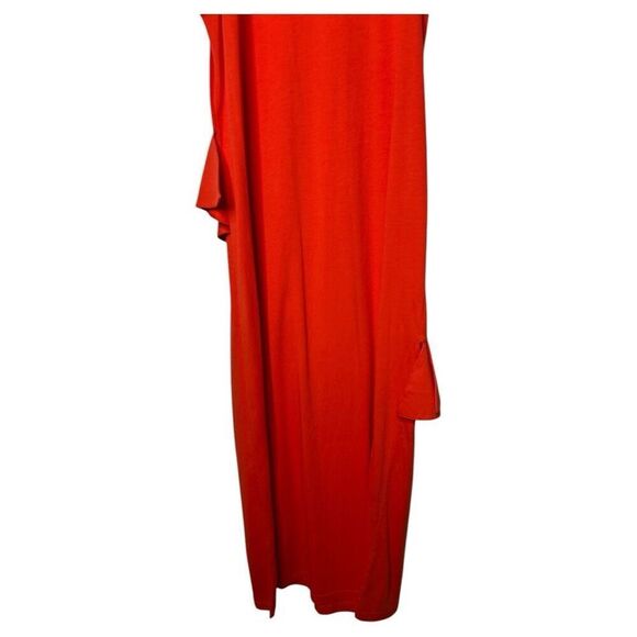 MSGM Orange Scoop Neck Cotton Midi Dress Size M Ruffe Embellished Vibrant - Picture 9 of 15